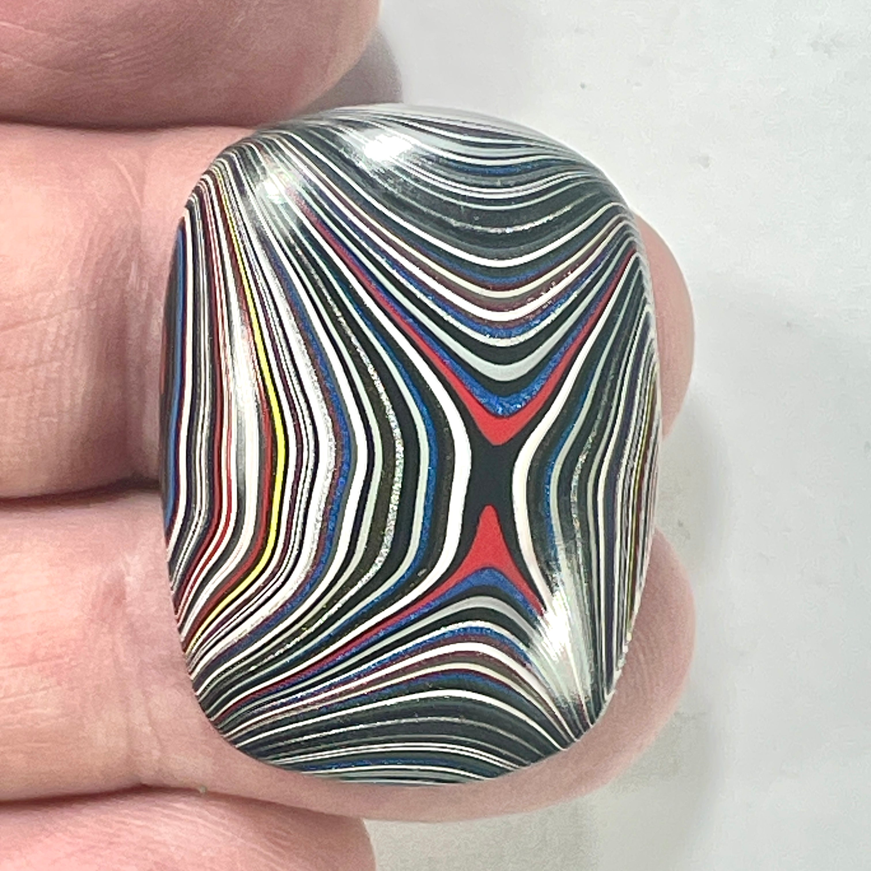 DVH Fordite Cabochon Genuine Michigan Mustang 34x25x7mm (6423)