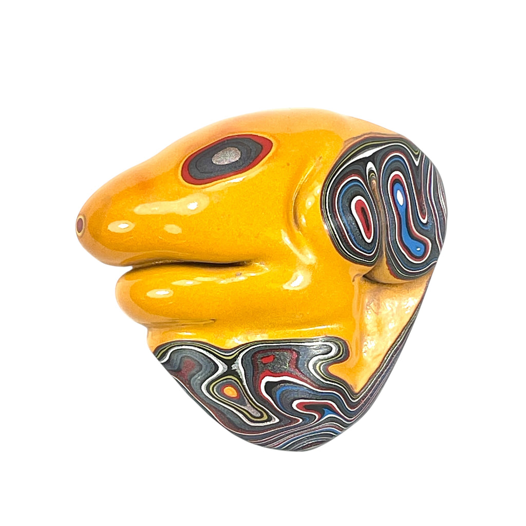 DVH Orange Fury Ford Mustang Fordite Dog Head Specimen Polished Face  (6643)