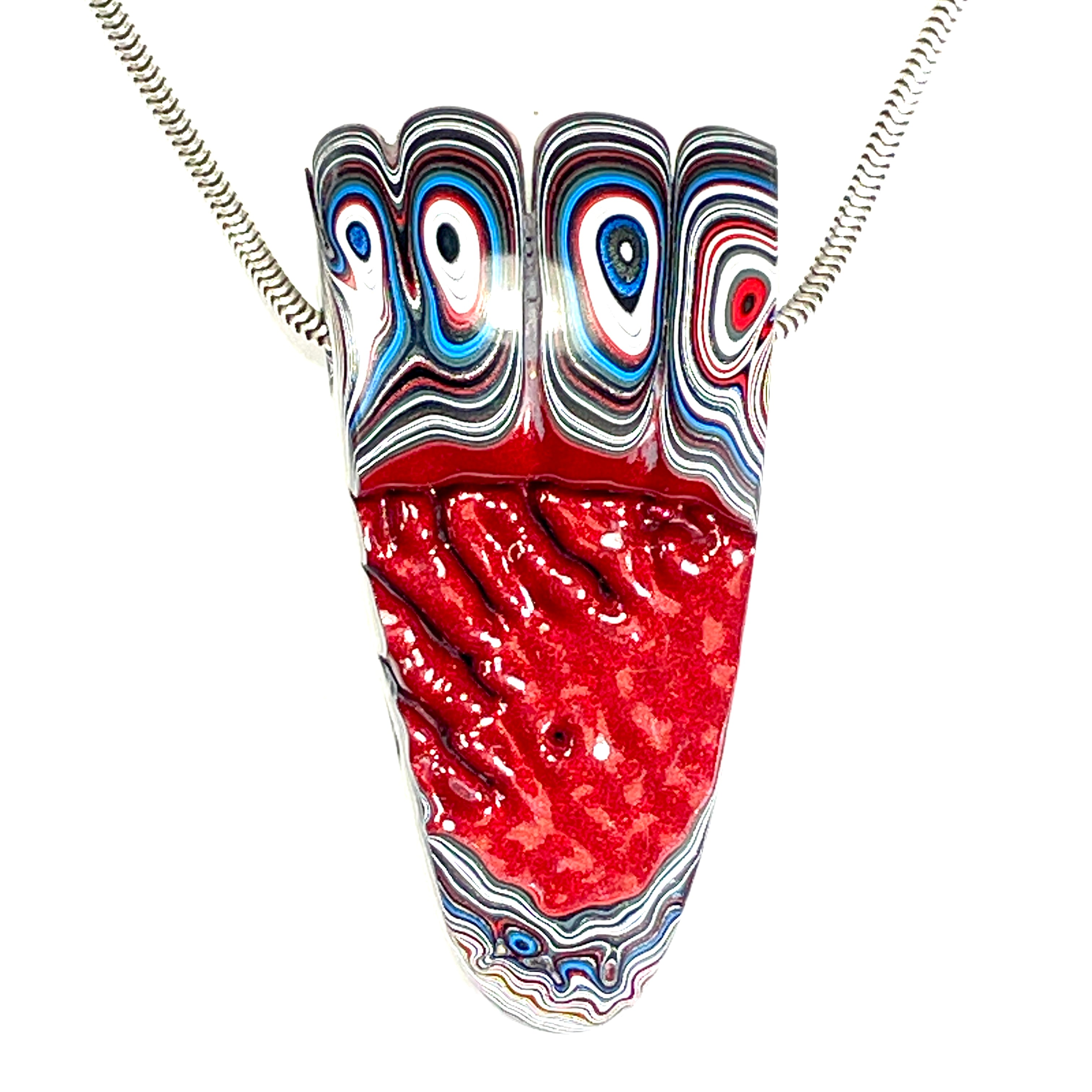 DVH Rapid Red Ford Mustang Fordite Bead Pendant Michigan 50x25x10mm (6655) - DVHdesigns