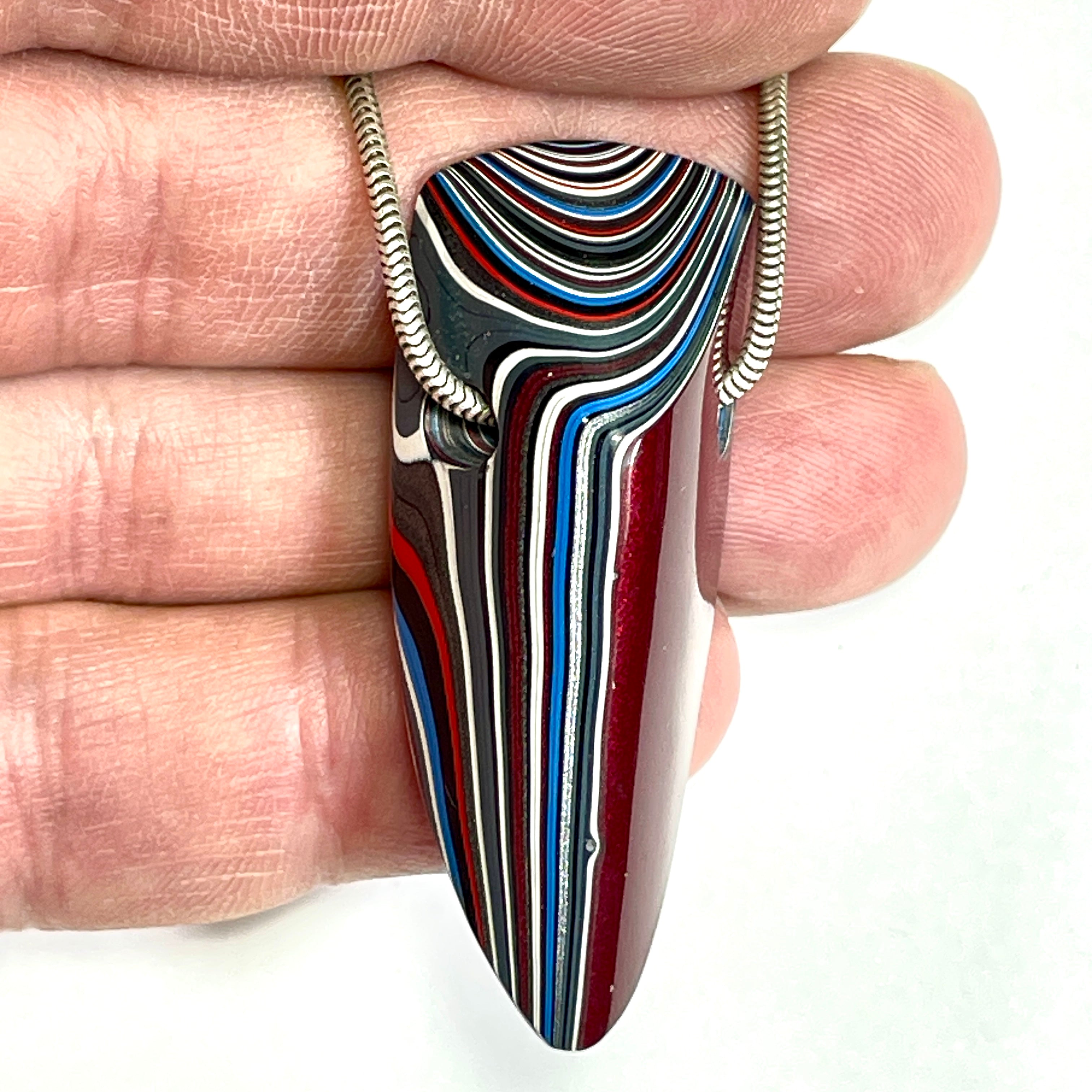 DVH Rapid Red Ford Mustang Fordite Bead Pendant Michigan 50x19x15mm (6656) - DVHdesigns