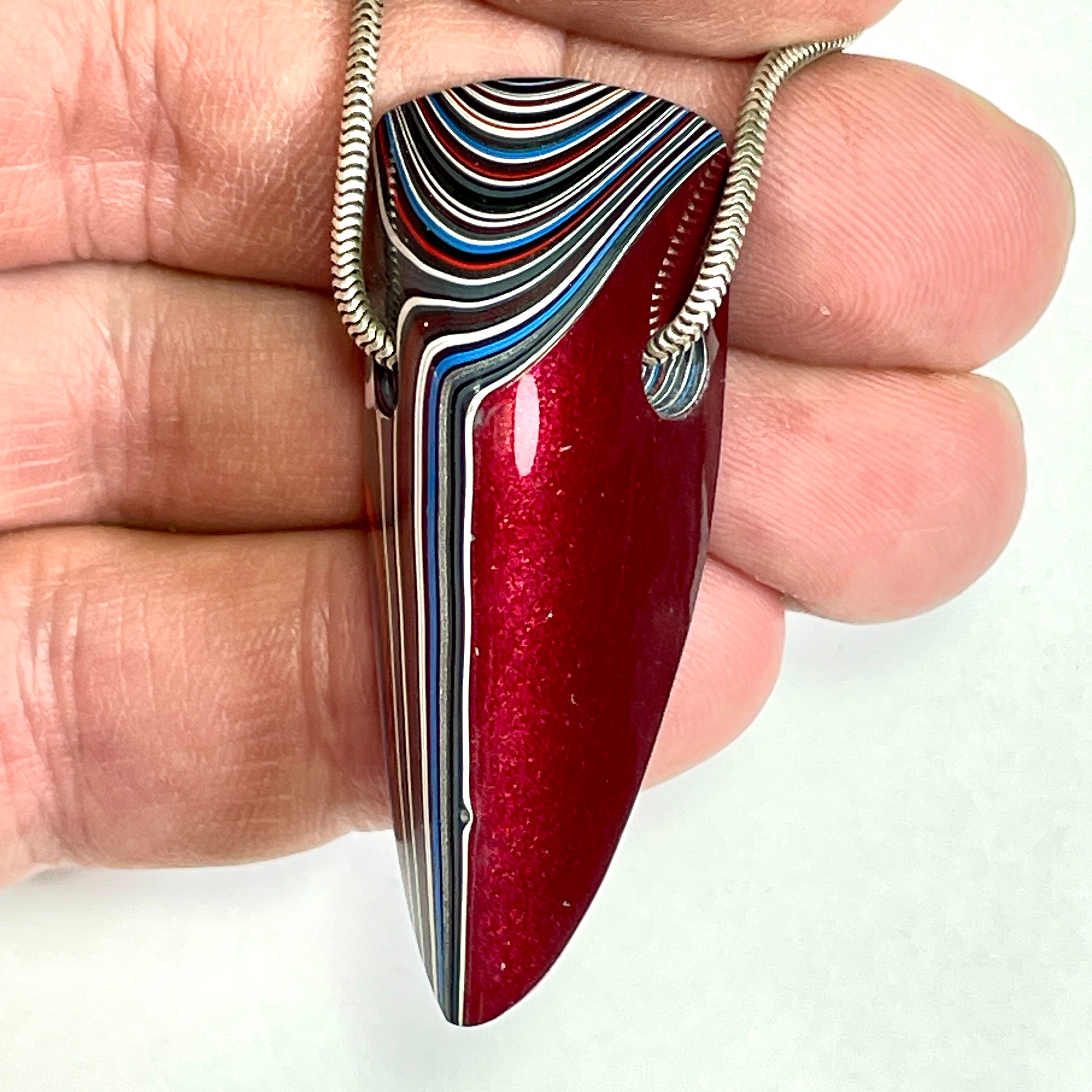 DVH Rapid Red Ford Mustang Fordite Bead Pendant Michigan 50x19x15mm (6656) - DVHdesigns