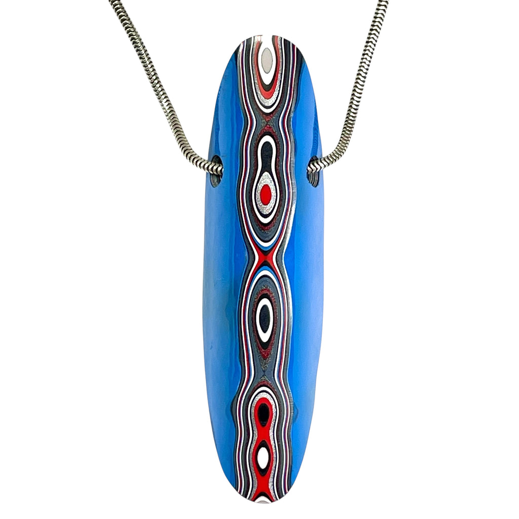 DVH Grabber Blue Ford Mustang Fordite Bead Pendant Michigan 67x18x14mm (6657) - DVHdesigns