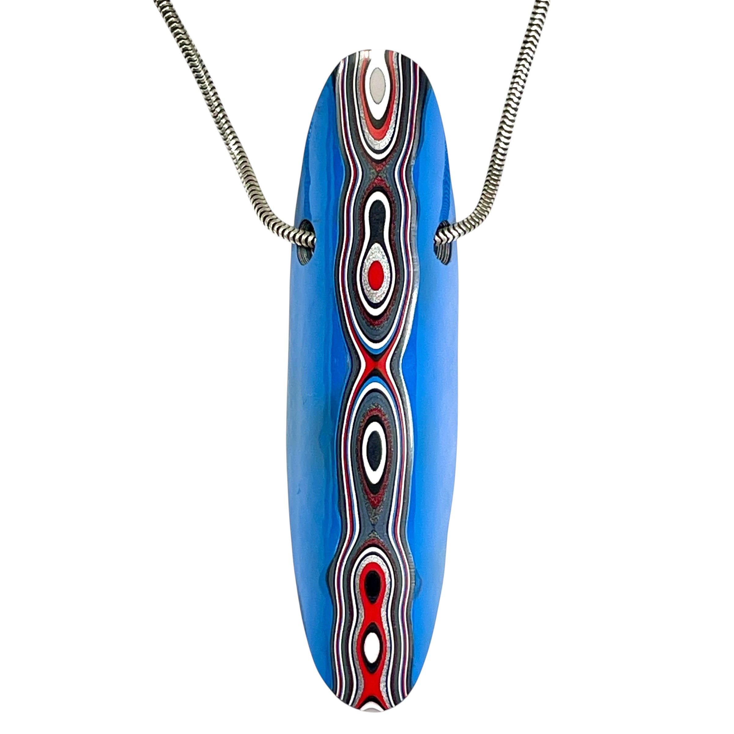 DVH Grabber Blue Ford Mustang Fordite Bead Pendant Michigan 67x18x14mm (6657) - DVHdesigns
