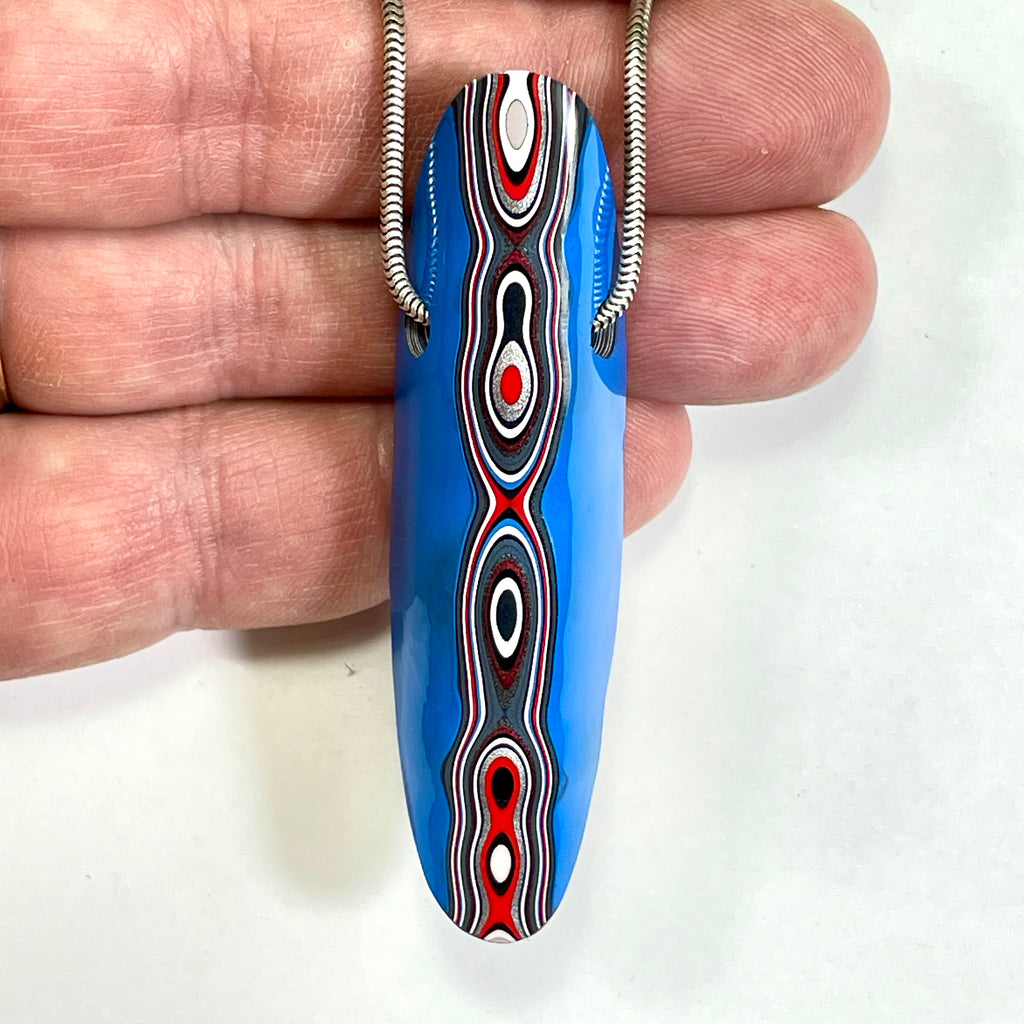 DVH Grabber Blue Ford Mustang Fordite Bead Pendant Michigan 67x18x14mm (6657) - DVHdesigns