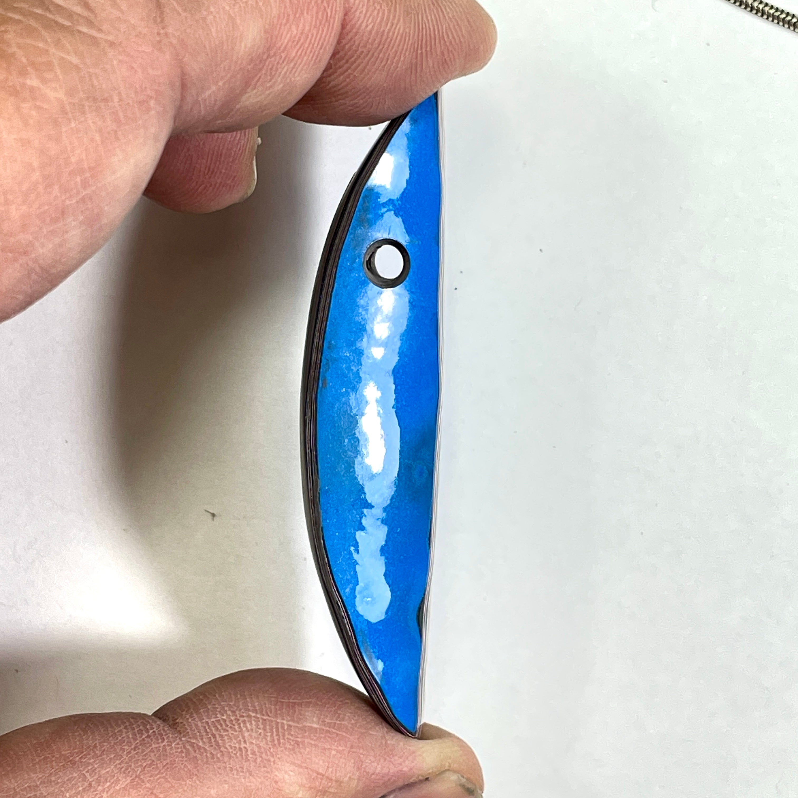 DVH Grabber Blue Ford Mustang Fordite Bead Pendant Michigan 67x18x14mm (6657) - DVHdesigns