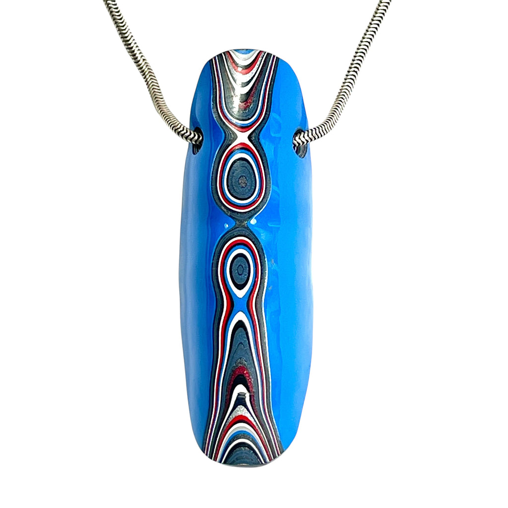 DVH Grabber Blue Ford Mustang Fordite Bead Pendant 57x18x15mm (6737)