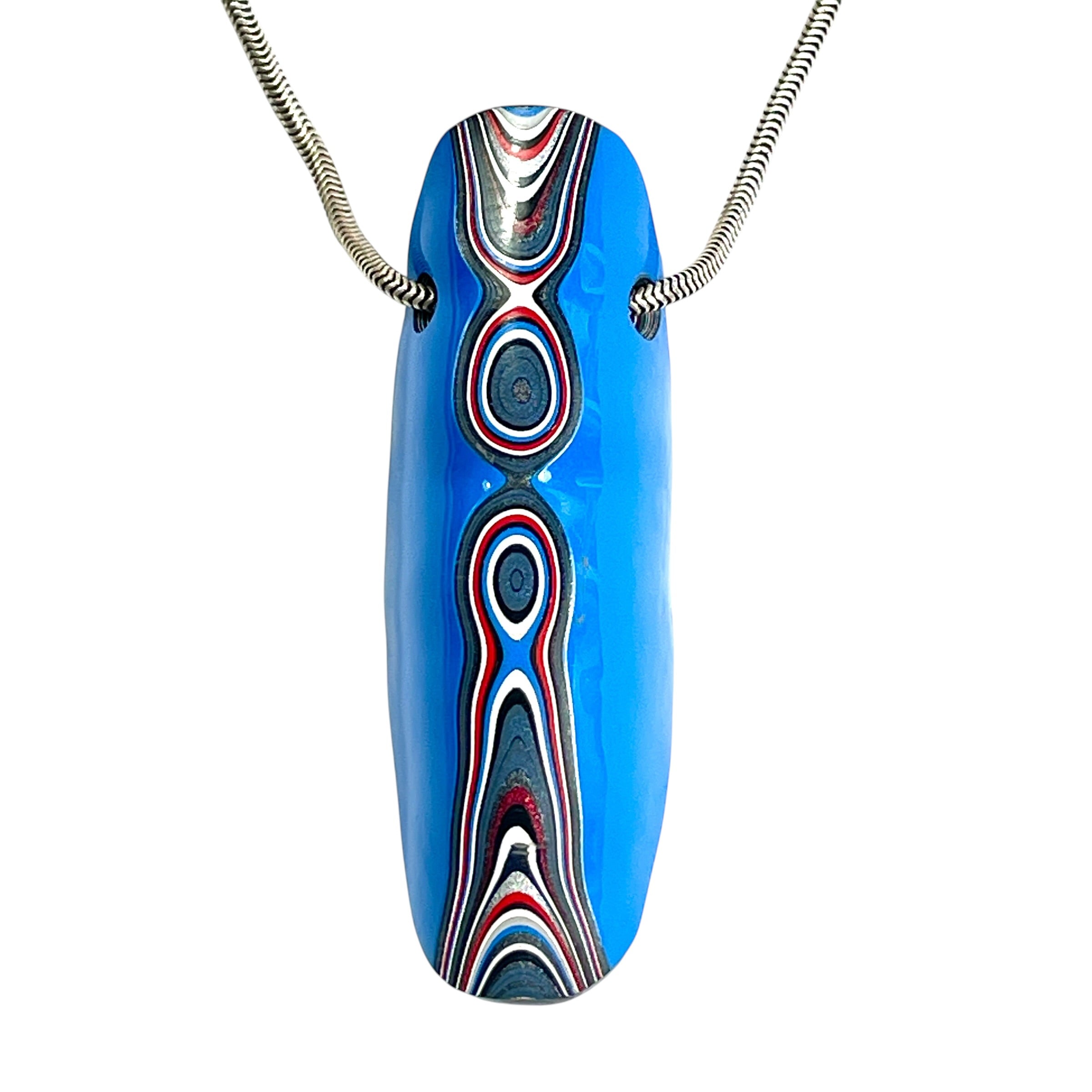DVH Grabber Blue Ford Mustang Fordite Bead Pendant 57x18x15mm (6737)