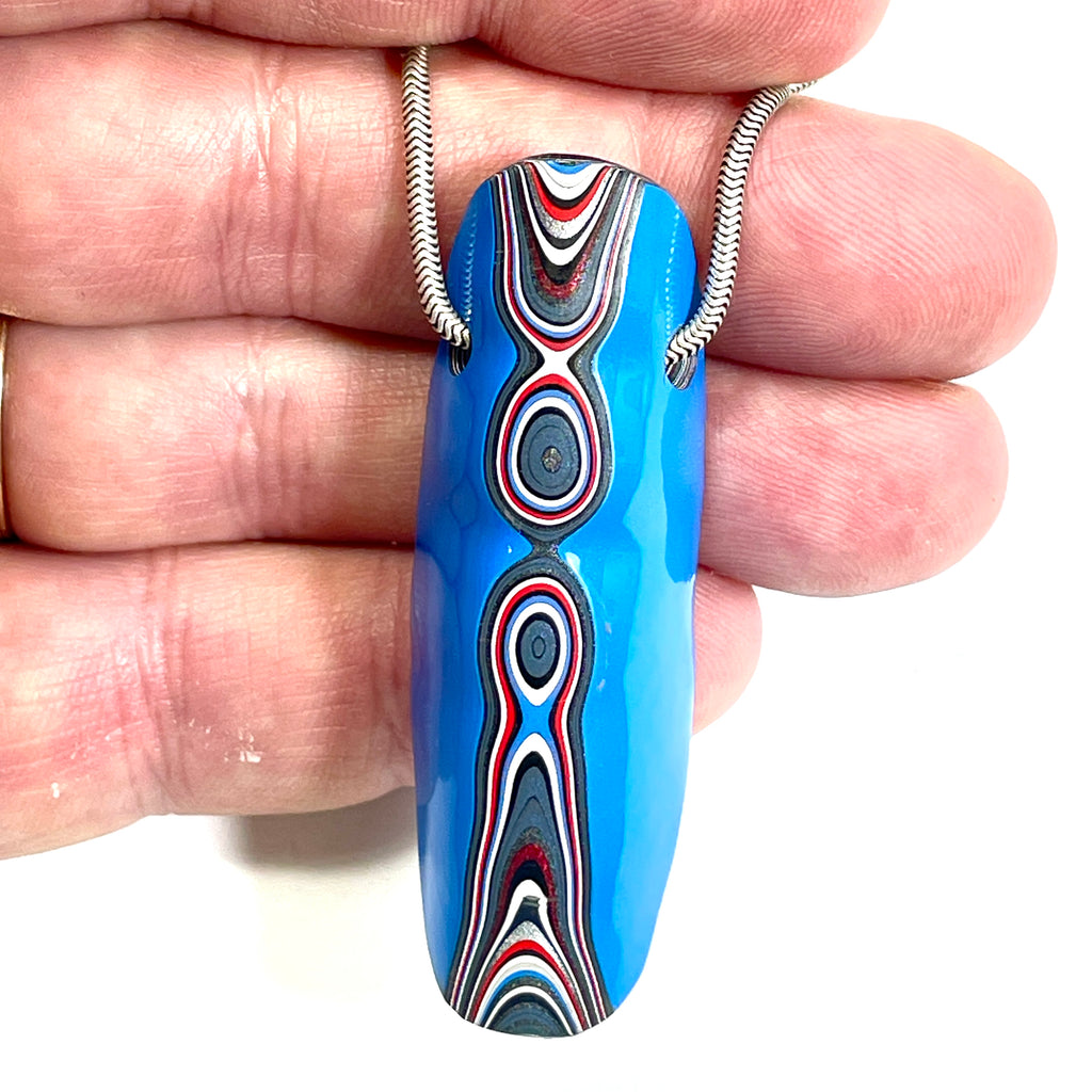 DVH Grabber Blue Ford Mustang Fordite Bead Pendant 57x18x15mm (6737)