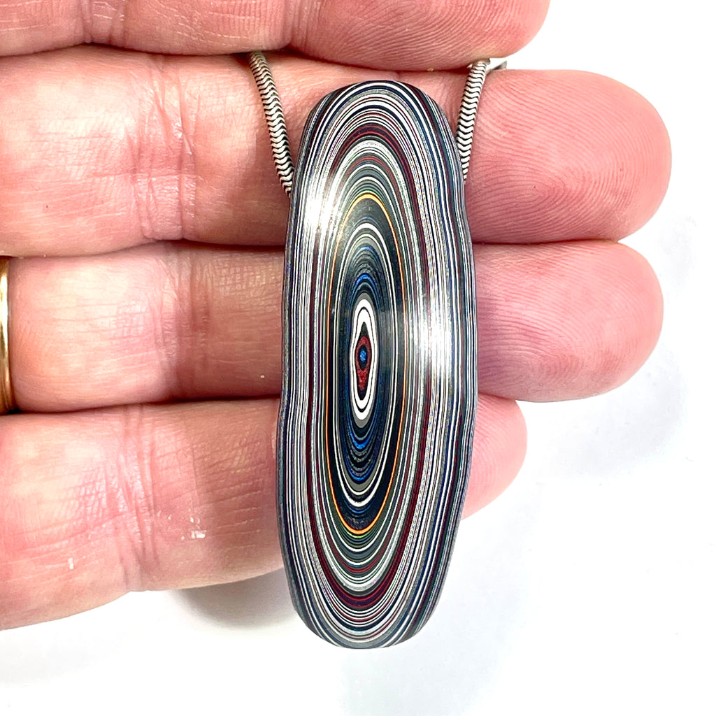 DVH Grabber Blue Ford Mustang Fordite Bead Pendant 57x18x15mm (6737)
