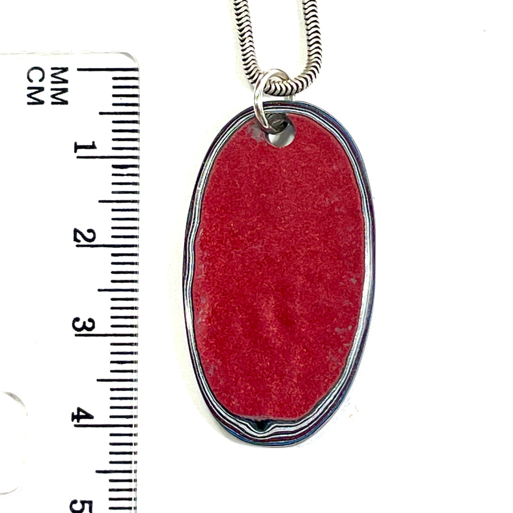 DVH Rapid Red Ford Mstng Fordite Pendant Michigan 38x21x4mm (6738)