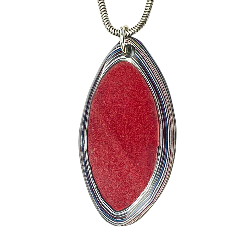 DVH Rapid Red Ford Mstng Fordite Pendant Michigan 43x22x4mm (6785)