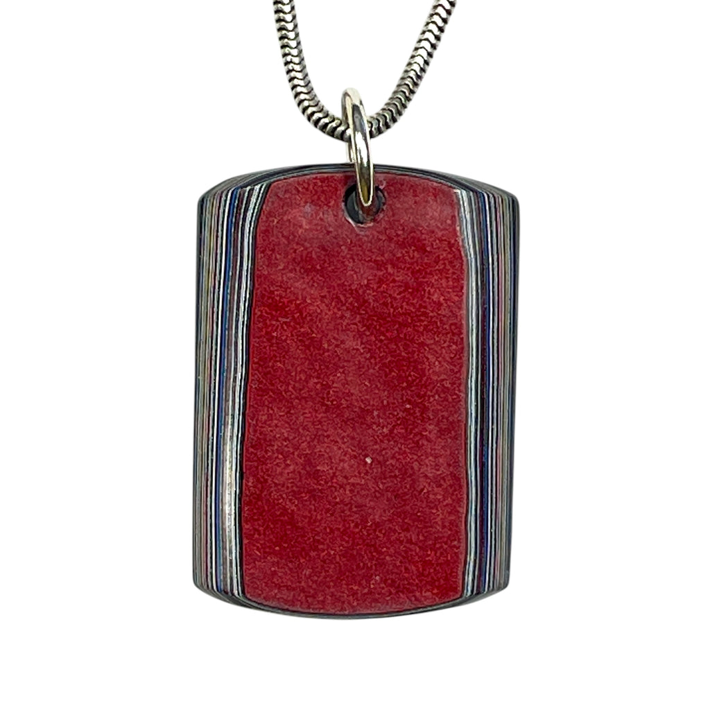 DVH Rapid Red Ford Mstng Fordite Dog Tag Pendant Michigan 34x24x6mm (6786)