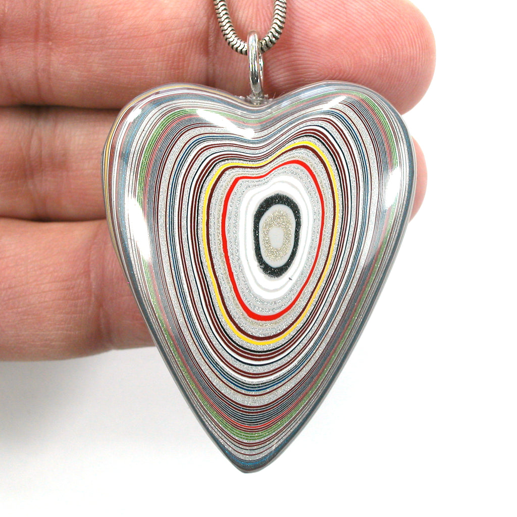 DVH Ford Focus C-MAX Fordite Heart Pendant Michigan Assembly 48x39x10mm (5669)