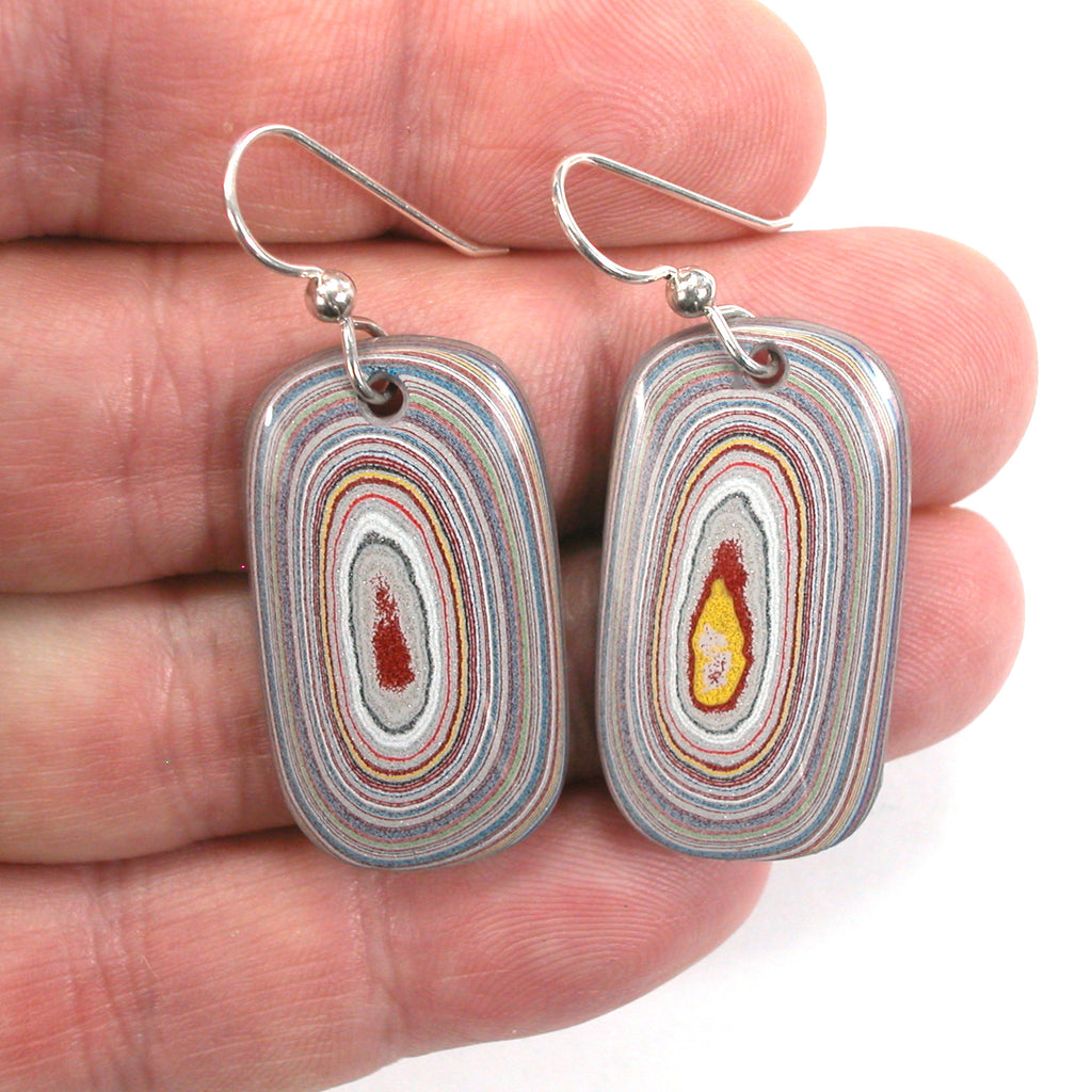 DVH Ford Focus C-MAX Fordite Earrings Michigan Assembly 33x18x4mm (5673)