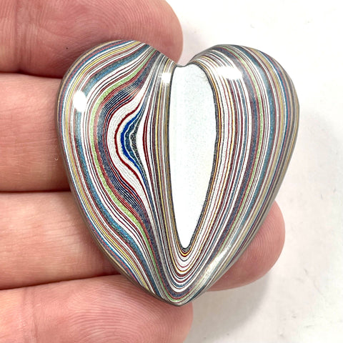 DVH Ford Focus C-MAX Fordite Heart Cabocohon Cab Michigan Assembly 41x38x4mm (5923)