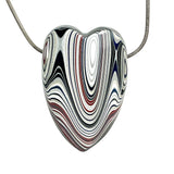 DVH Ford Focus C-MAX Fordite Heart Bead Pendant Michigan Assembly  48x33x12mm (5927)