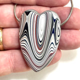 DVH Ford Focus C-MAX Fordite Heart Bead Pendant Michigan Assembly  48x33x12mm (5927)