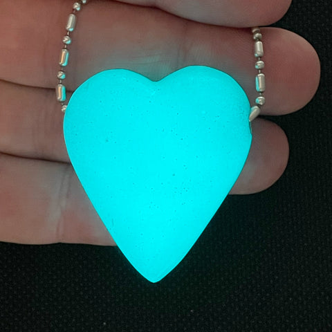 DVH Blue Kryptonite Glow in the Dark Heart Bead Strontium Aluminate 43x37x15mm (5848)