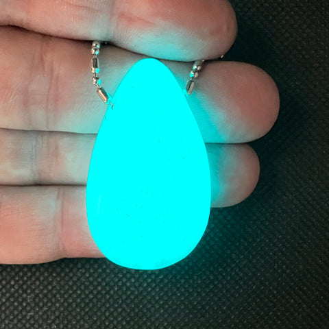 DVH Blue Kryptonite Glow in the Dark Teardrop Bead Strontium Aluminate 47x28x13mm (5867)