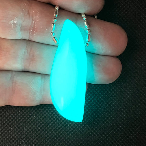 DVH Blue Kryptonite Glow in the Dark Swoosh Bead Strontium Aluminate 51x18x14mm (5870)