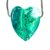 DVH Chrysocolla Gem Silica Quartz Heart Bead Ray Mine AZ 36x31x12mm (6134)