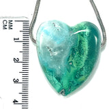 DVH Chrysocolla Gem Silica Quartz Heart Bead Ray Mine AZ 36x31x12mm (6134)