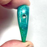DVH Chrysocolla Gem Silica Quartz Heart Bead Ray Mine AZ 36x31x12mm (6134)