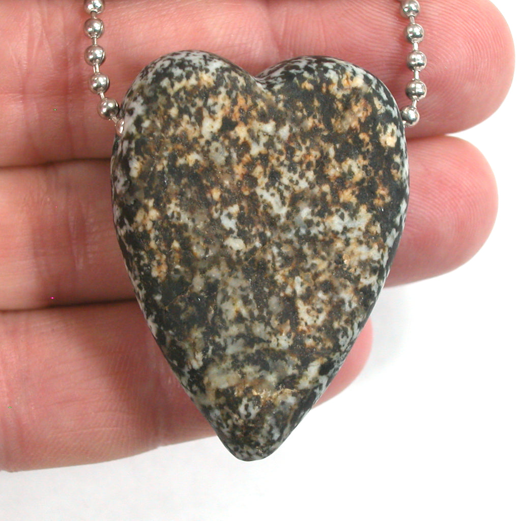 DVH Wolf Creek Radical Faerie Healed Heart of Stone Bead Pendant 44x32x15 (5321) - DVHdesigns