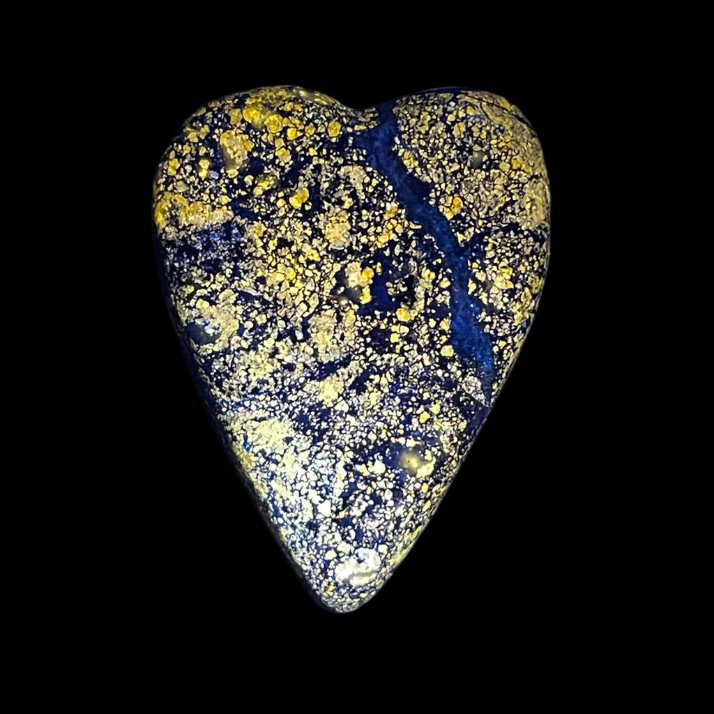 DVH Fluorescent Sphalerite Heart Bead, Horn Silver Mine, Utah, 41x30x16mm (5839)