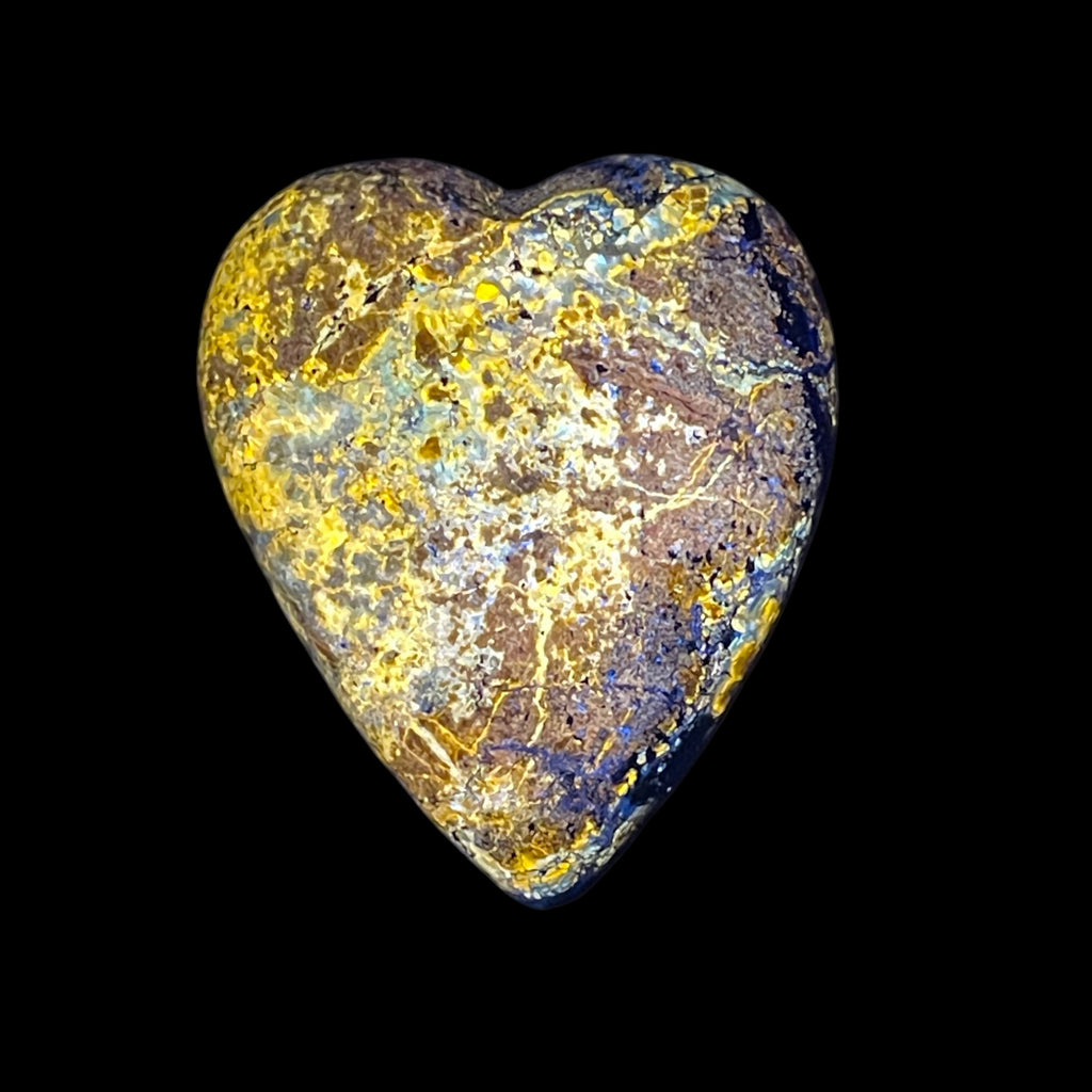 DVH Fluorescent Sphalerite Heart, Horn Silver Mine, Utah, 51x43x20mm(5840) - DVHdesigns