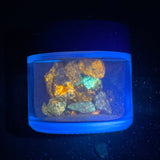 1oz Fluorescent Sphalerite Chips Shaker, Horn Silver Mine, Utah, Triboluminescent!  Phosphorescent!