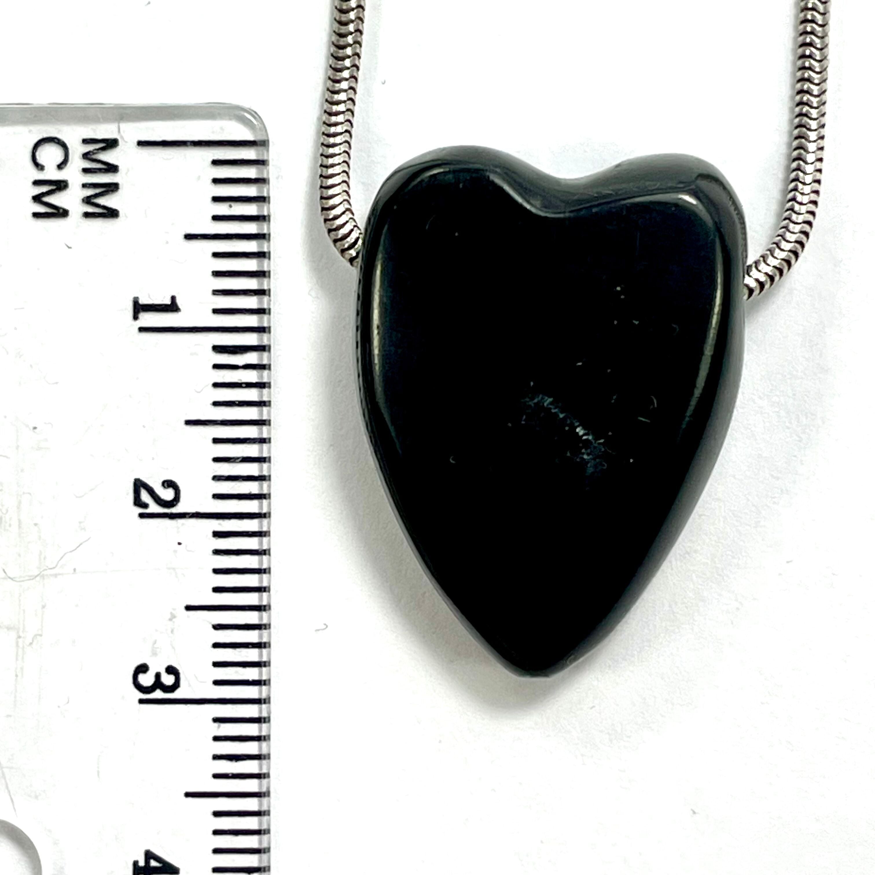 DVH Jet Mourning Heart Bead Pendant Sunstone Inlay Jewelry 28x20x10 (5880) - DVHdesigns