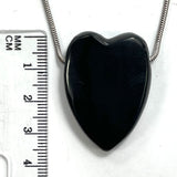DVH Jet Mourning Heart Bead Pendant Sunstone Inlay Jewelry 36x26x10 (5881)