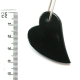 DVH Genuine Whitby Jet Heart Bead Pendant Mourning Jewelry 42x31x6 (5358)