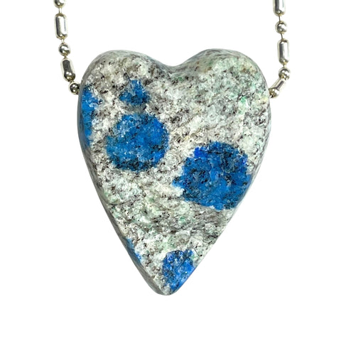 DVH K2 Blue "Jasper" Azurite in Granite Heart Bead Natural Surface 36x28x15mm (5874)