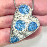 DVH K2 Blue "Jasper" Azurite in Granite Heart Bead Natural Surface 47x33x13mm (6135)