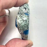 DVH K2 Blue "Jasper" Azurite in Granite Heart Bead Natural Surface 47x33x13mm (6135)