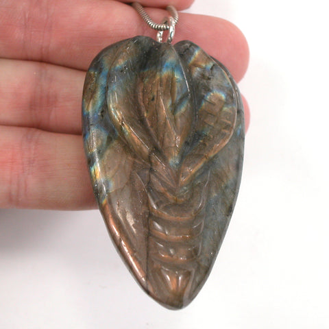 DVH Labradorite Yoni Heart Pendant Goddess 62x38x17mm (5676)