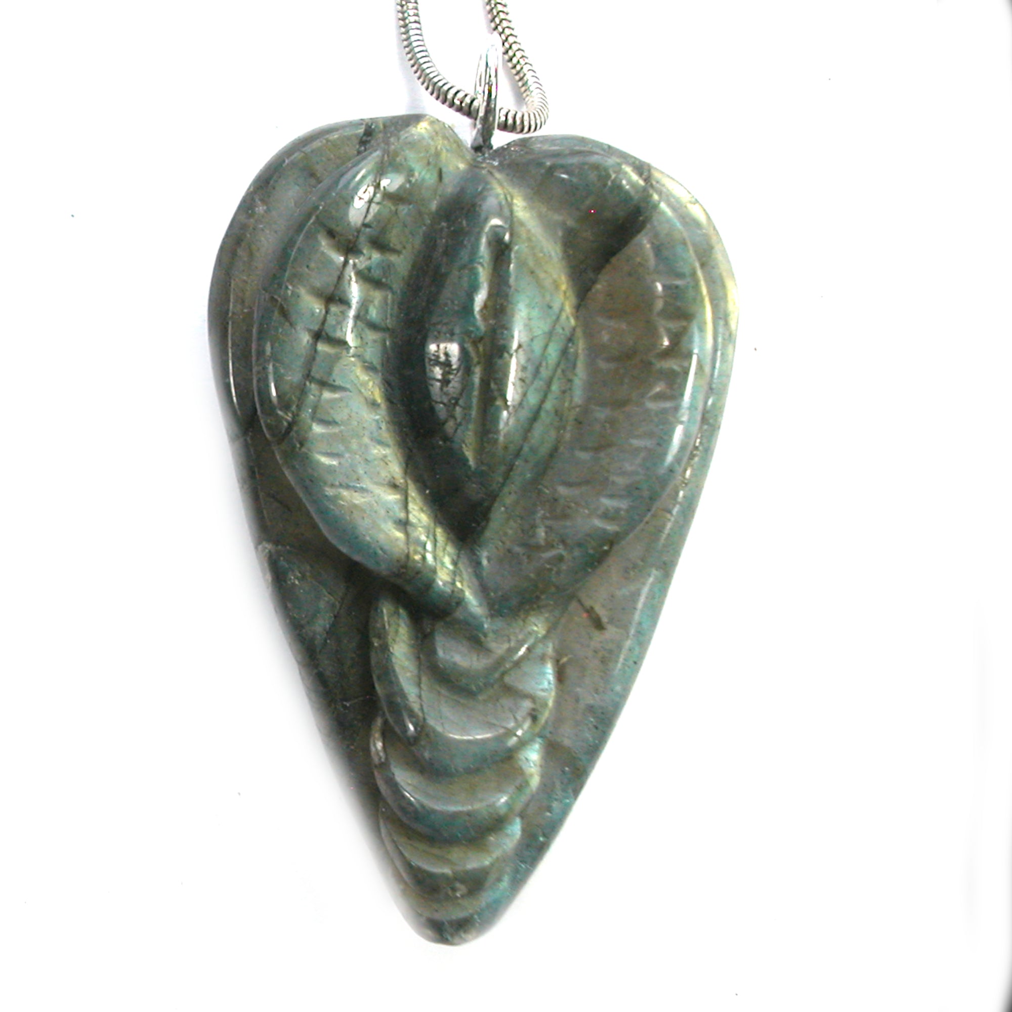 DVH Labradorite Yoni Heart Pendant Goddess 55x36x17mm (5579) - DVHdesigns