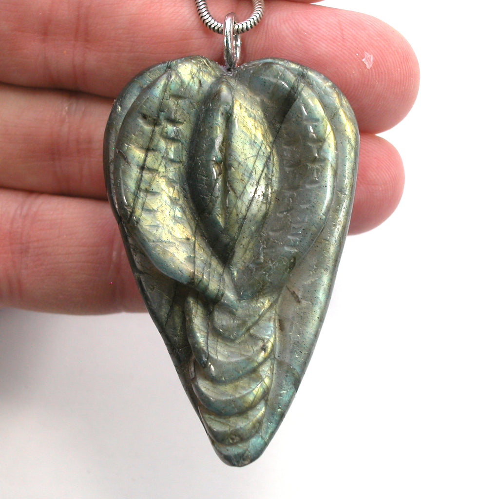 DVH Labradorite Yoni Heart Pendant Goddess 55x36x17mm (5579)