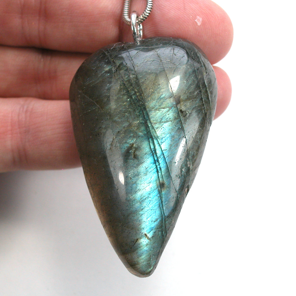 DVH Labradorite Yoni Heart Pendant Goddess 55x36x17mm (5579) - DVHdesigns