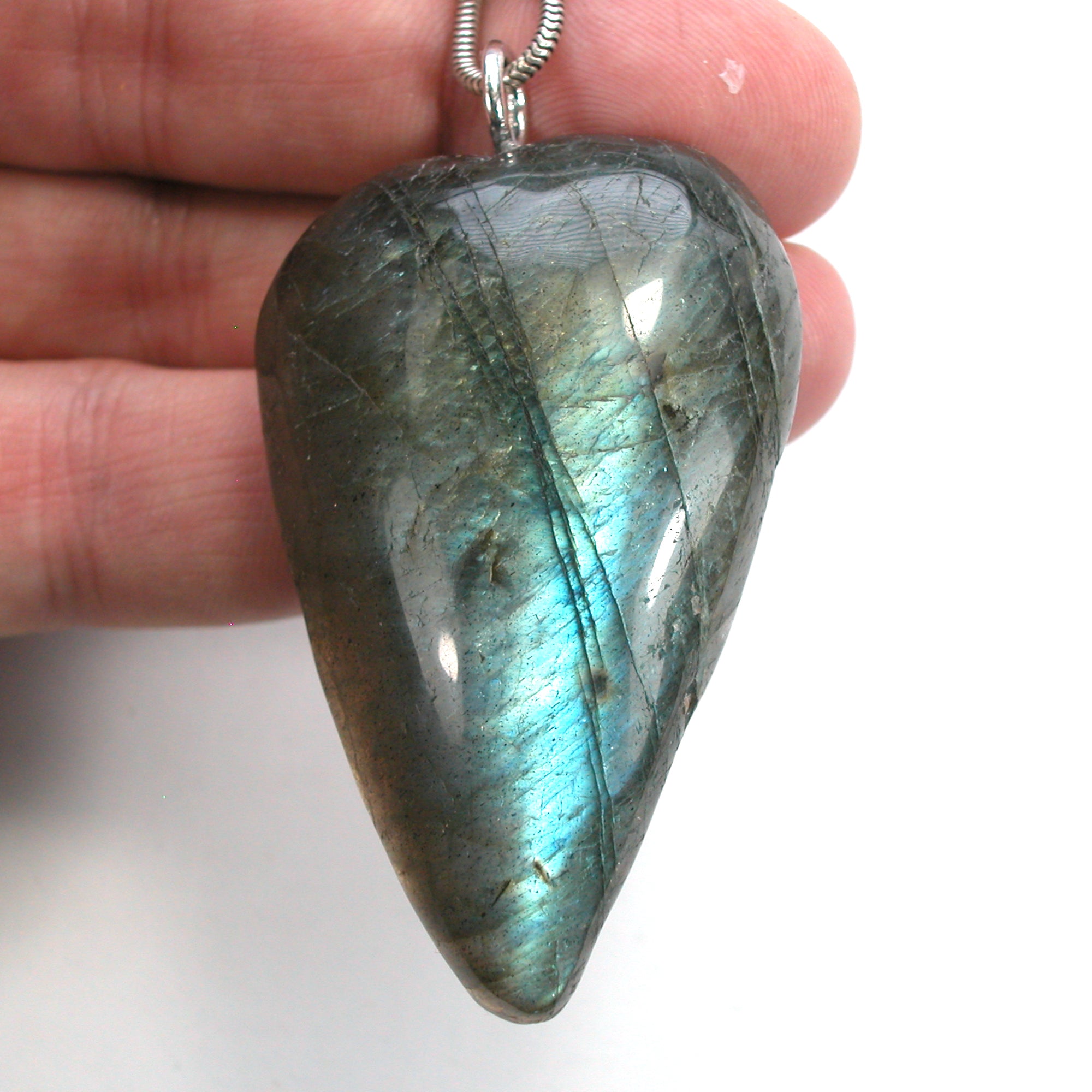 DVH Labradorite Yoni Heart Pendant Goddess 55x36x17mm (5579) - DVHdesigns
