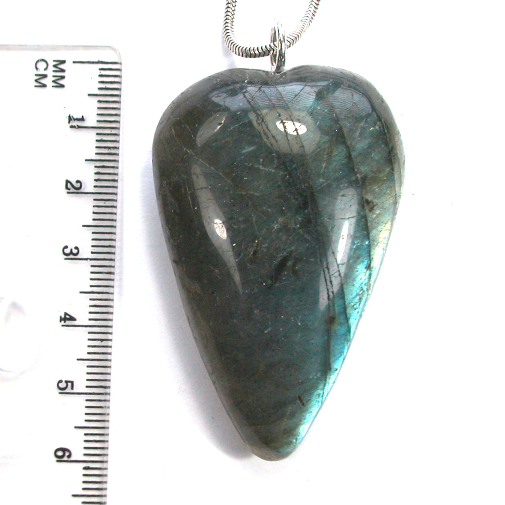 DVH Labradorite Yoni Heart Pendant Goddess 55x36x17mm (5579) - DVHdesigns