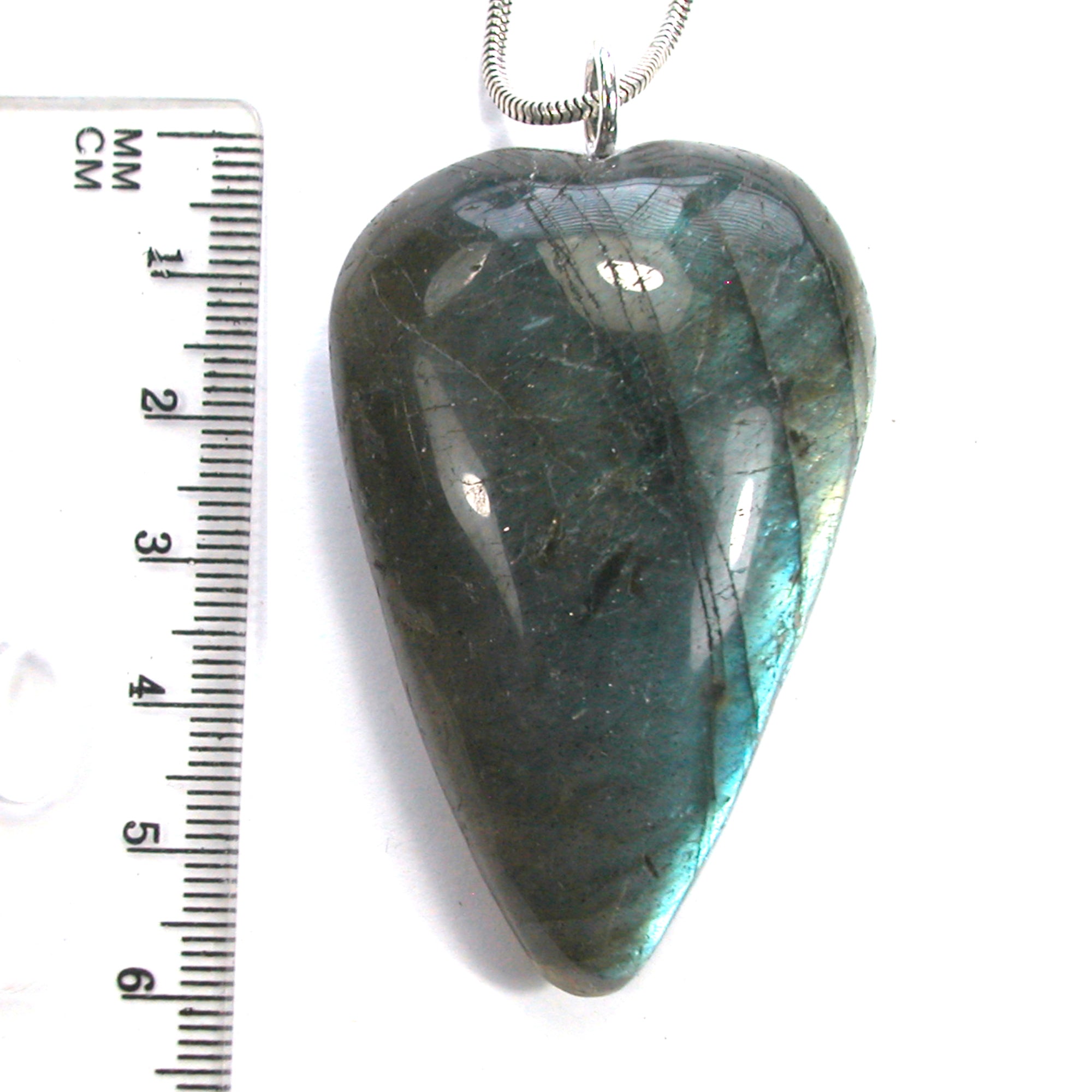 DVH Labradorite Yoni Heart Pendant Goddess 55x36x17mm (5579) - DVHdesigns