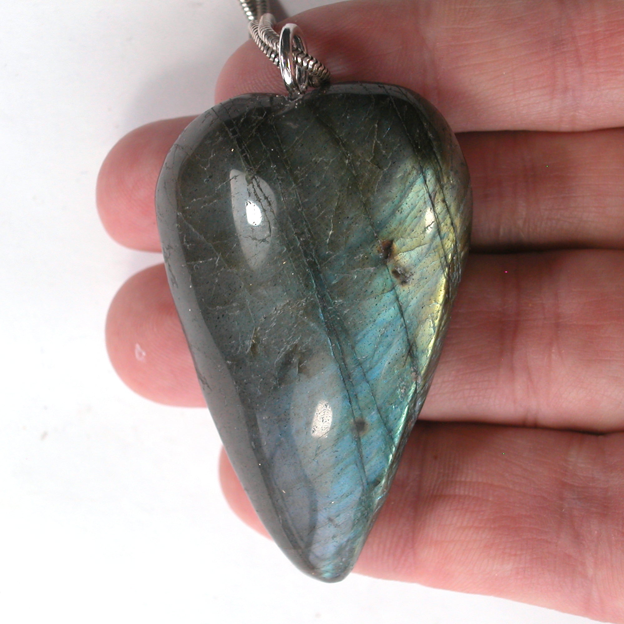 DVH Labradorite Yoni Heart Pendant Goddess 55x36x17mm (5579) - DVHdesigns