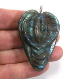 DVH Labradorite Yoni Heart Pendant Goddess 59x44x16mm (5588)