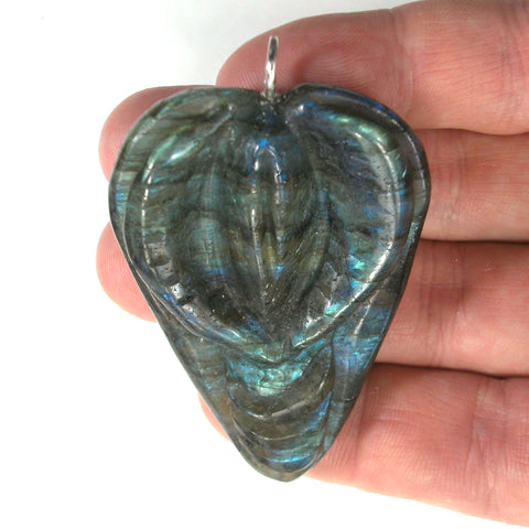 DVH Labradorite Yoni Heart Pendant Goddess 59x44x16mm (5588)