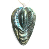 DVH Labradorite Yoni Heart Pendant Goddess 54x34x16mm (5589)