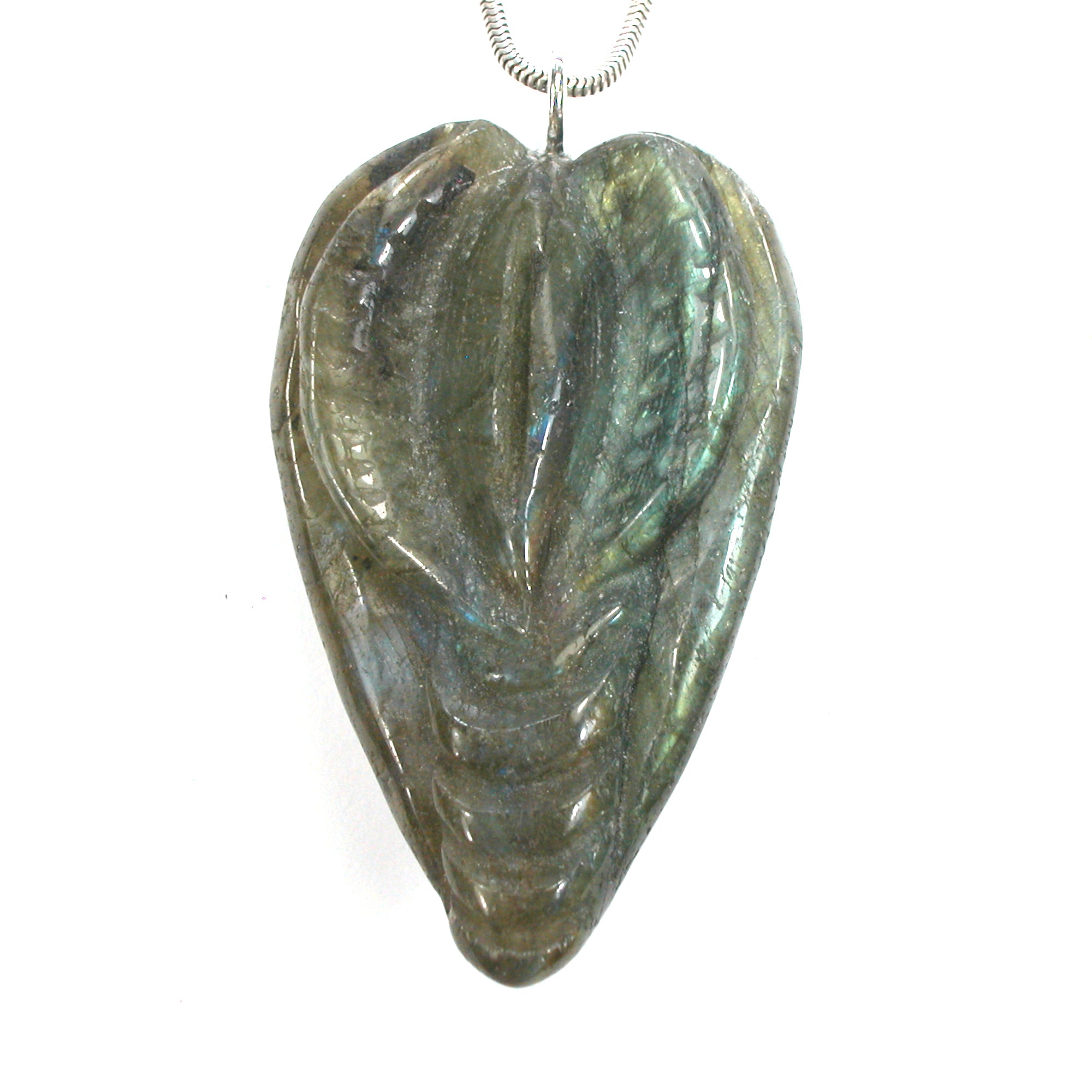 DVH Labradorite Yoni Heart Pendant Goddess 60x37x17mm (5604) - DVHdesigns