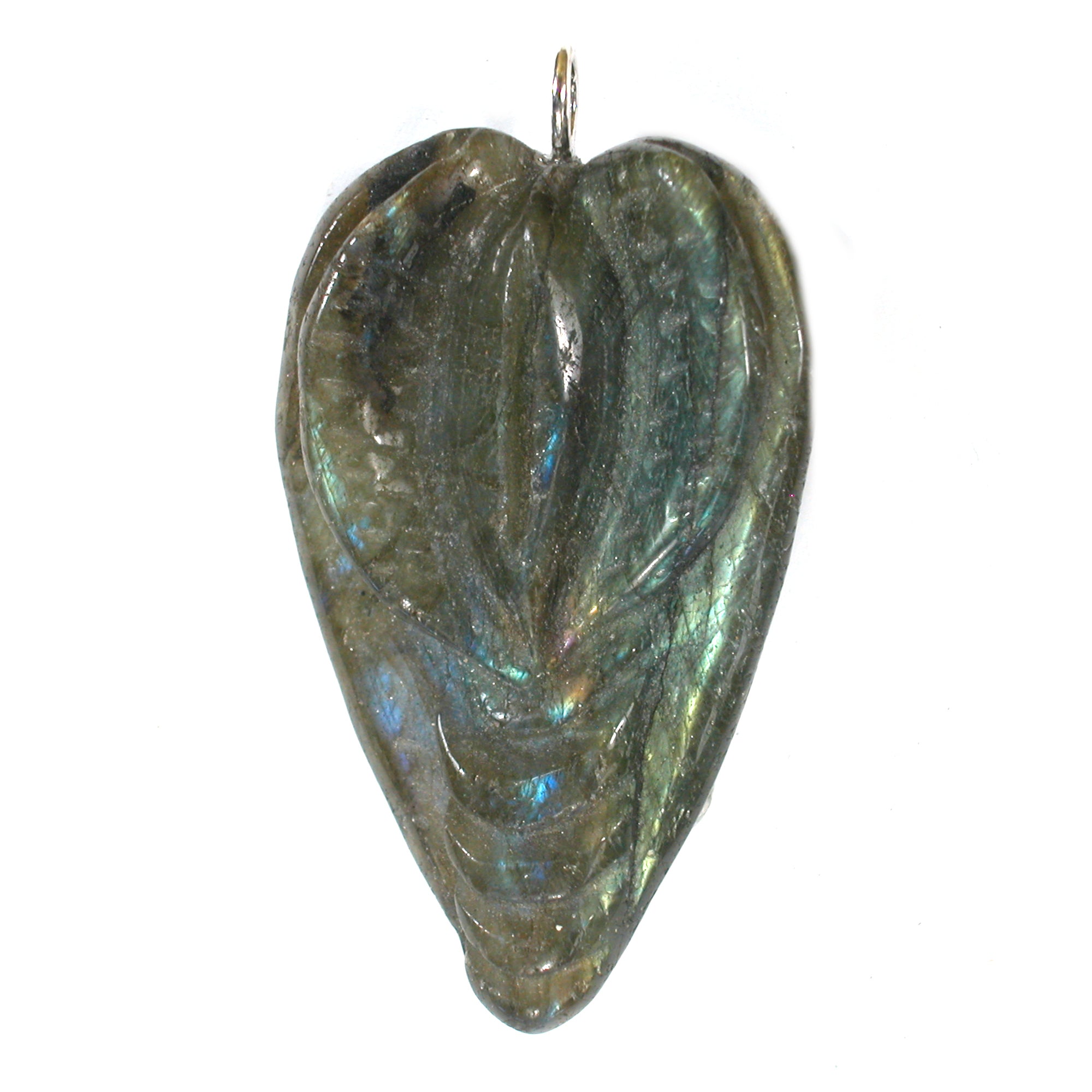 DVH Labradorite Yoni Heart Pendant Goddess 60x37x17mm (5604) - DVHdesigns